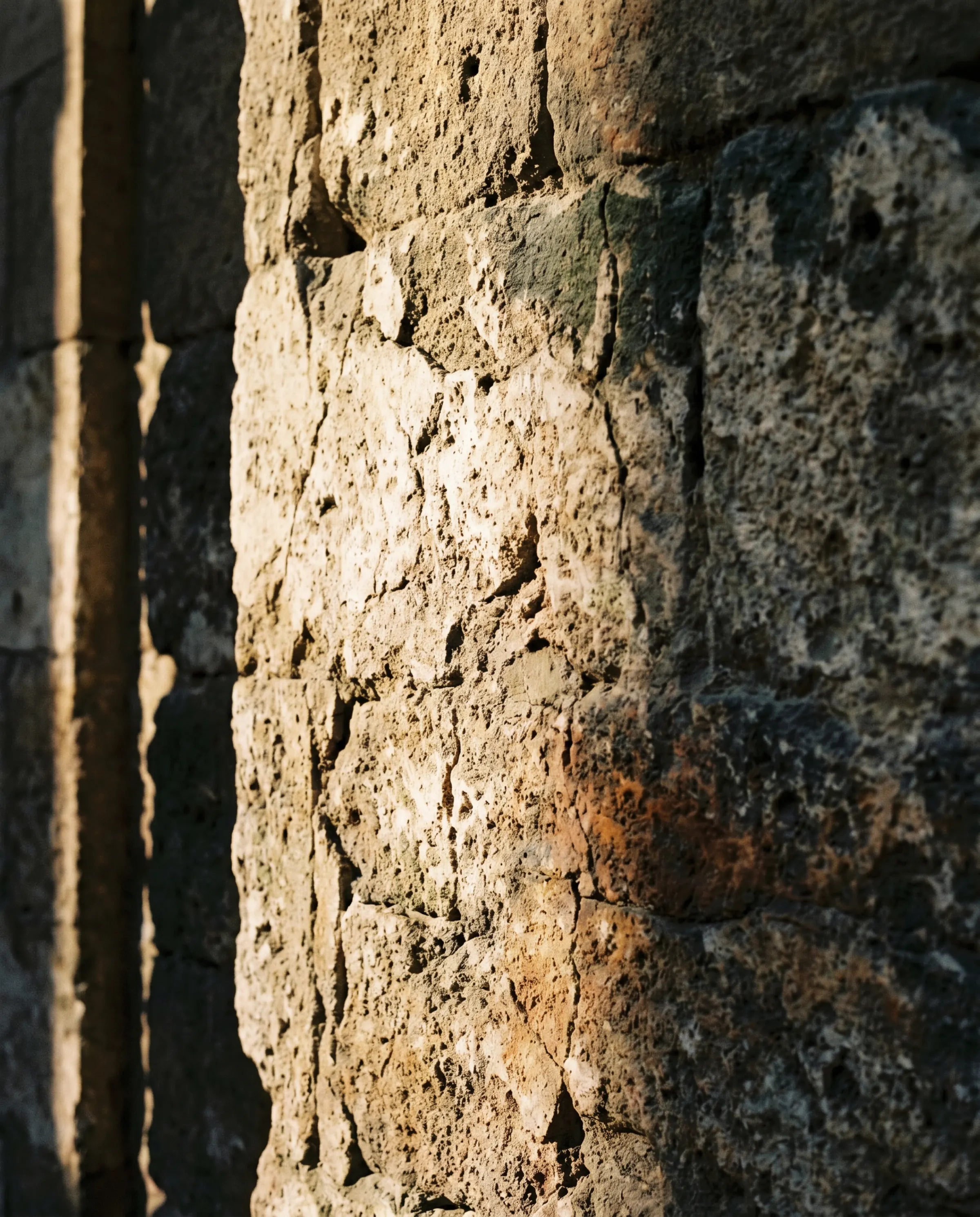 Cairo limestone wall in raking light